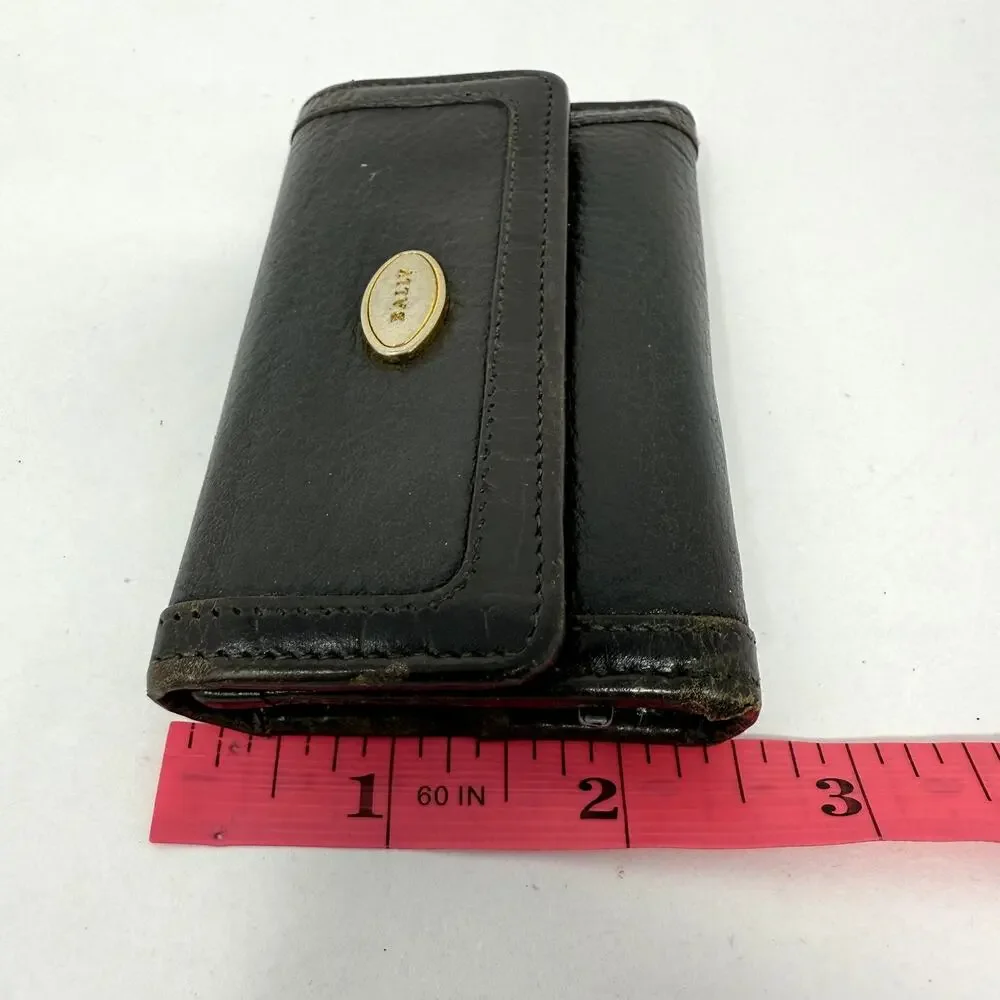 Bally Italy Black Leather Key Holder Wallet Vintage Fiocchi Hardware